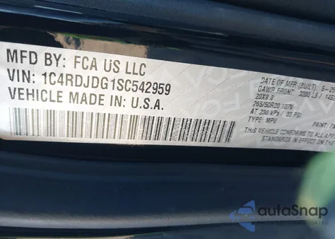 2025 Dodge Durango Gt Plus Awd z USA, uszkodzony, nr VIN 1C4RDJDG1SC542959